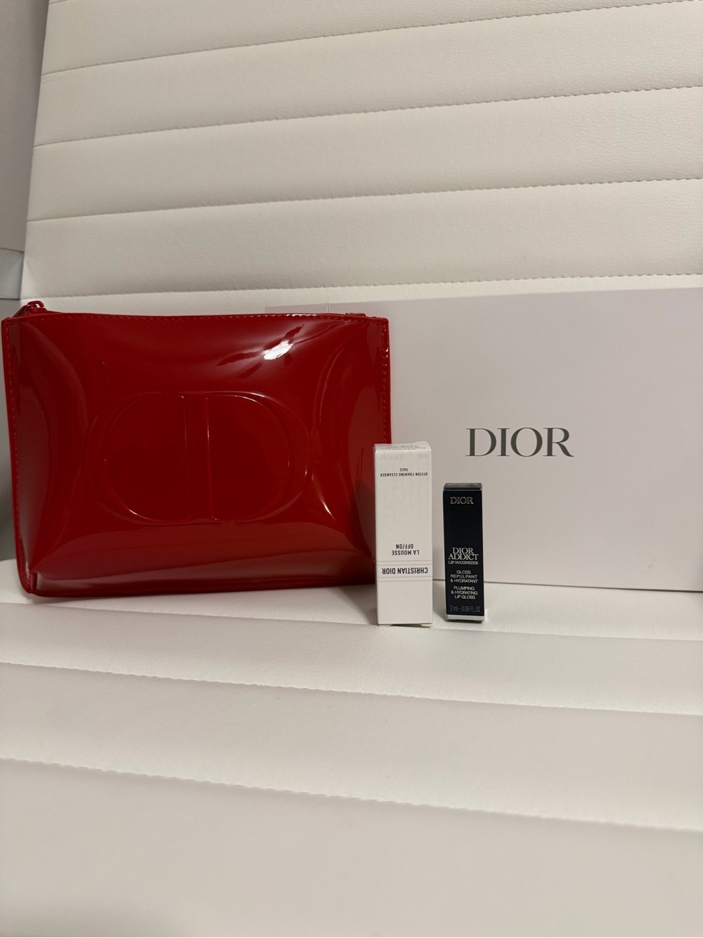 Dior Red patent -Lined Cosmetic Pouch